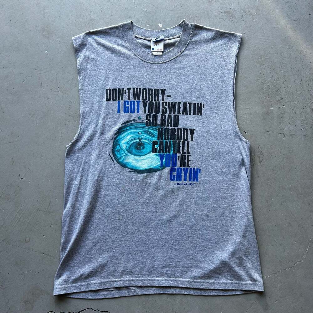 Vintage Reebok Graphic Muscle Tank Top Don't Worry I Got You Sweatin